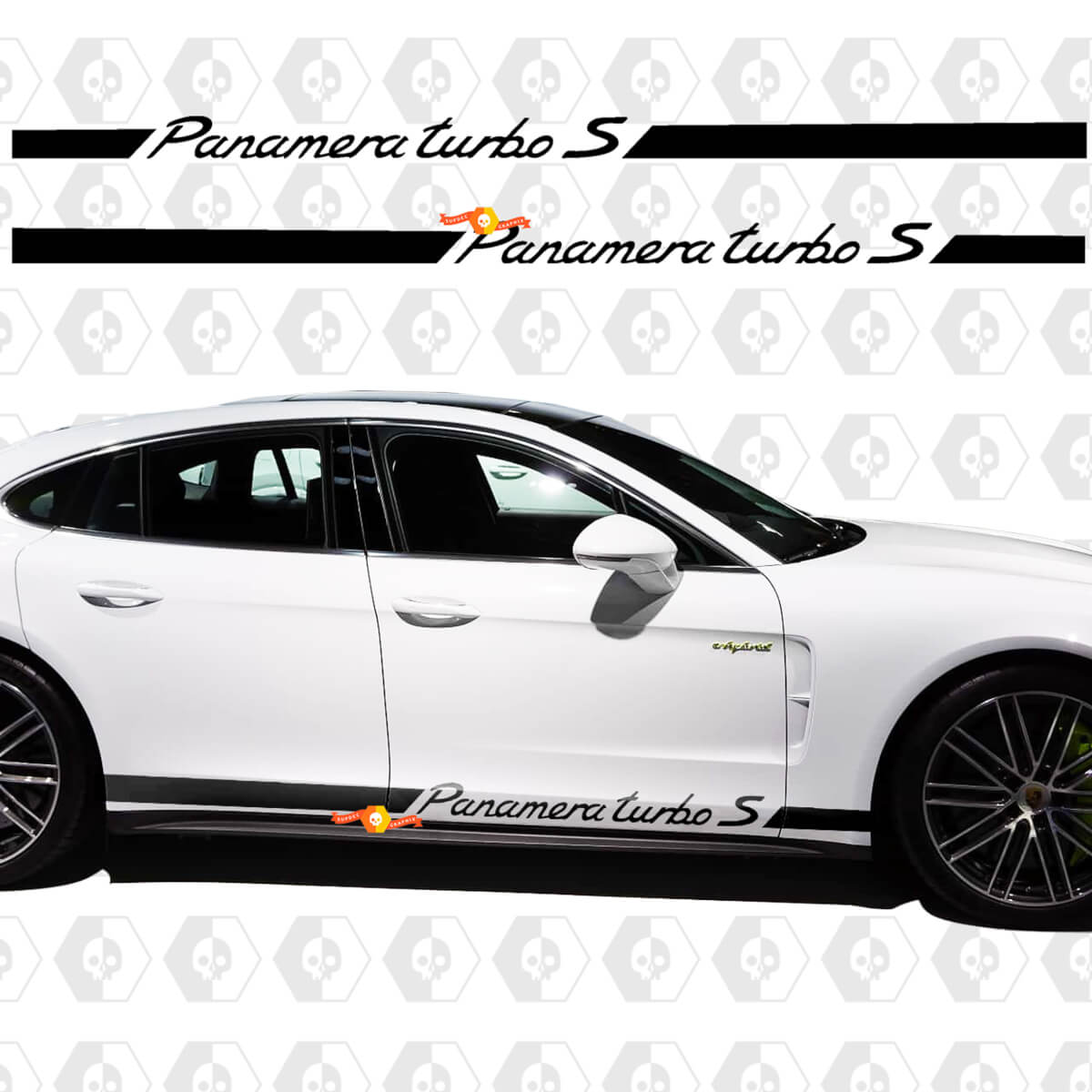 Porsche Panamera Turbo S E Hybrid Rocker Panel Racing Side Stripes Decal Sticker