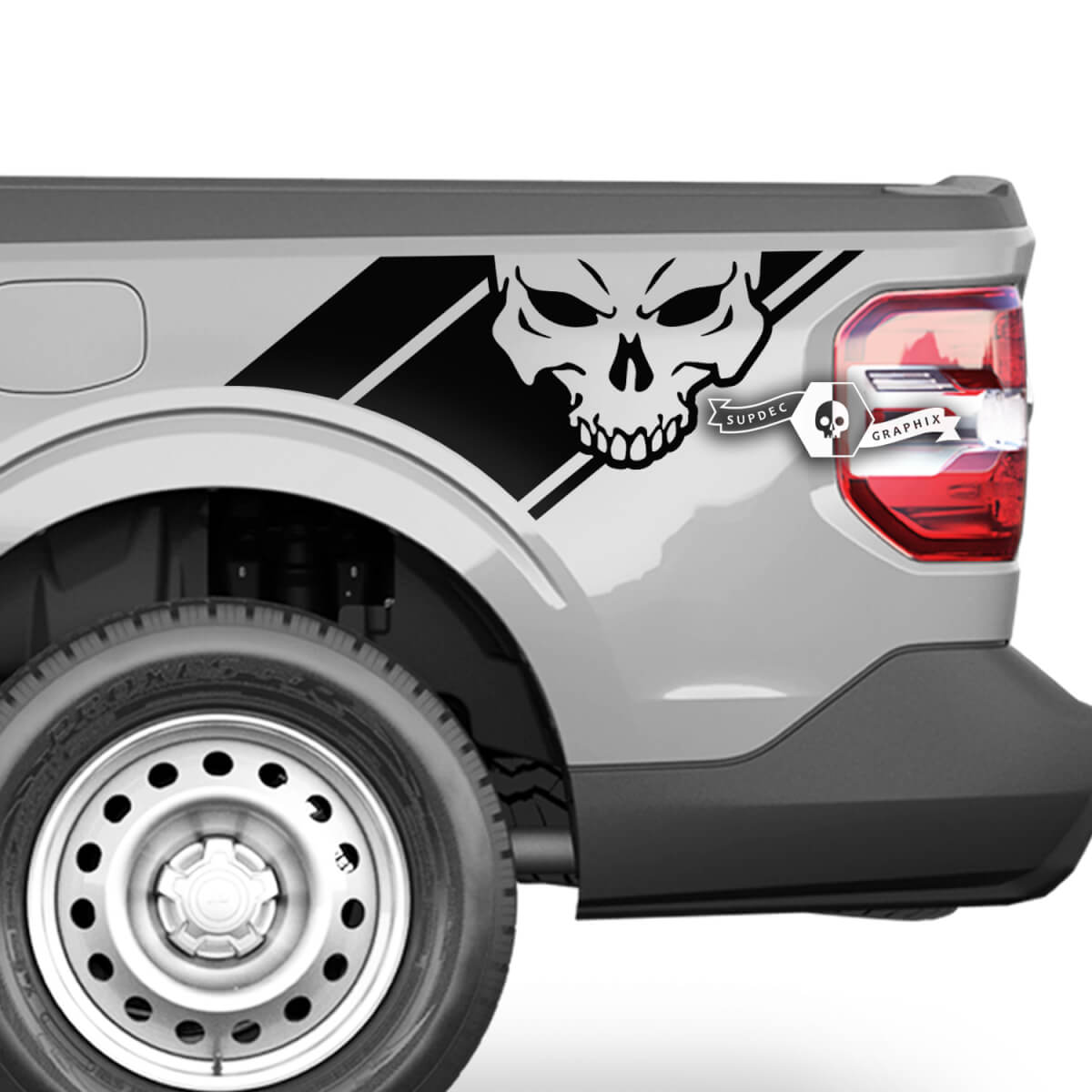 Pair Ford F-150 Maverick XLT Bed Skull Splash Stripe Graphics Side Decals Stickers
