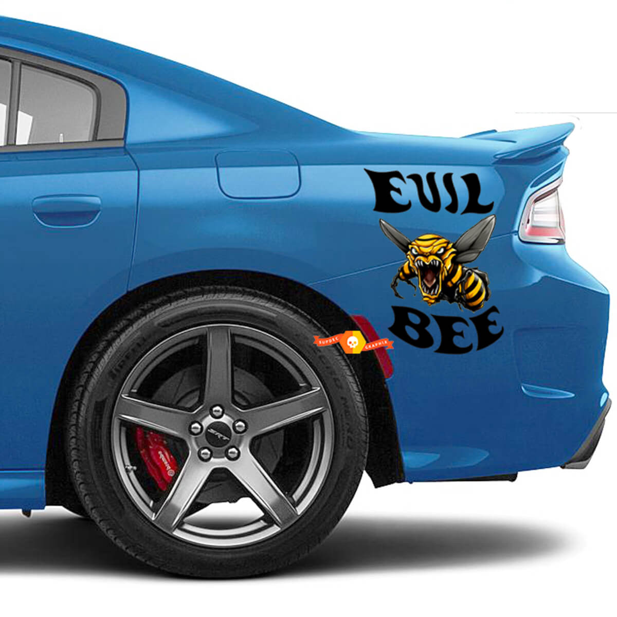 Pair Dodge Evil Bee Super Bee Vinyl Decal Color Graphics Side Stickers