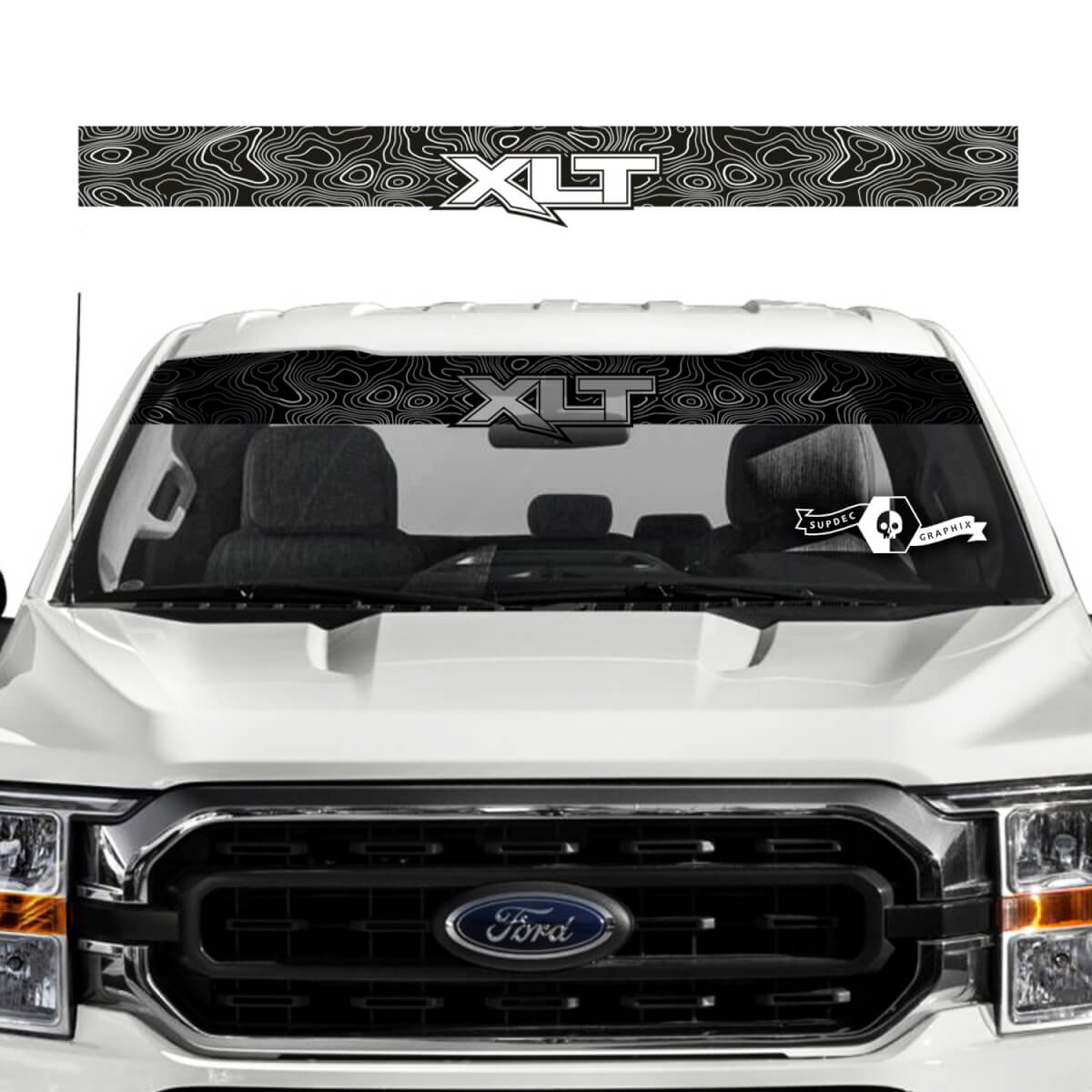 Ford F-150 XLT Topographic Map Topo Window Windshield Graphics Decals Stickers