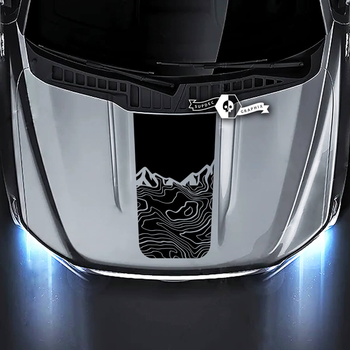 Ford F-150 XL XLT STX LARIAT Hood Topographic Map Mountains Graphics Side Decals Stickers
