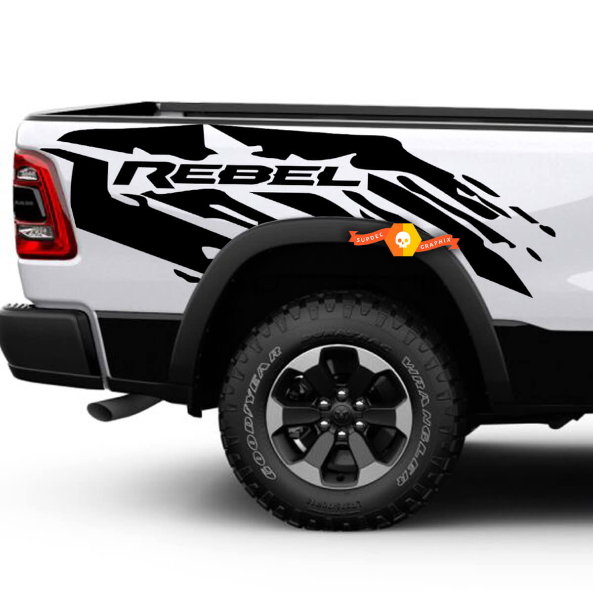 Pair Dodge Ram 1500 Rebel Splash Mud Vinyl Side Sticker Decal Truck Vehicle Graphic Pickup