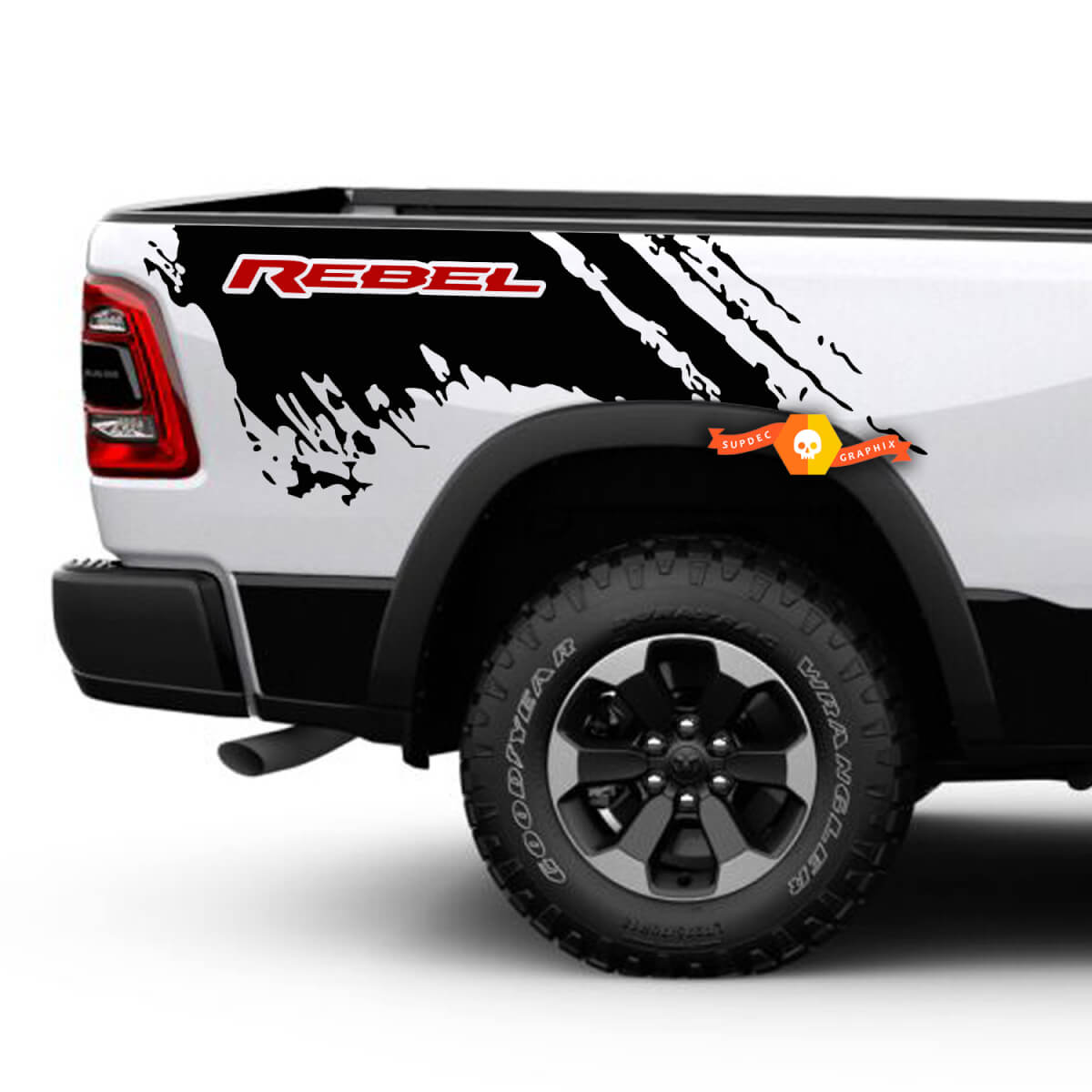 Pair Dodge Ram 1500 Rebel Splash Mud Destroyed  Vinyl Side Sticker Decal Truck Vehicle Graphic Pickup 2 Colors
