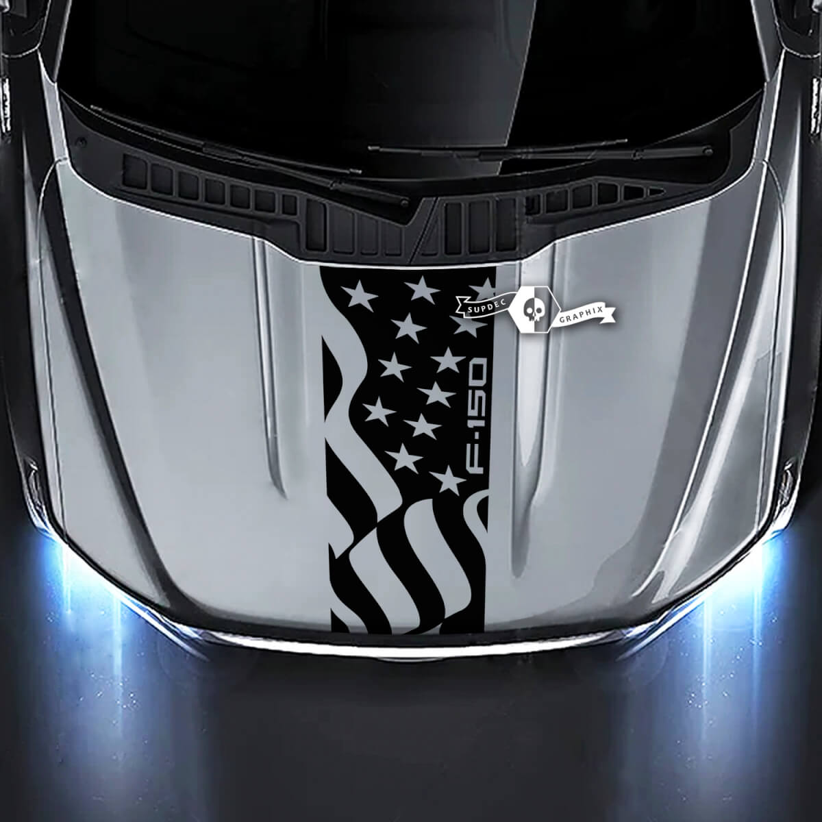 Ford F-150 XL XLT STX LARIAT Hood Flag USA Graphics Decals Stickers