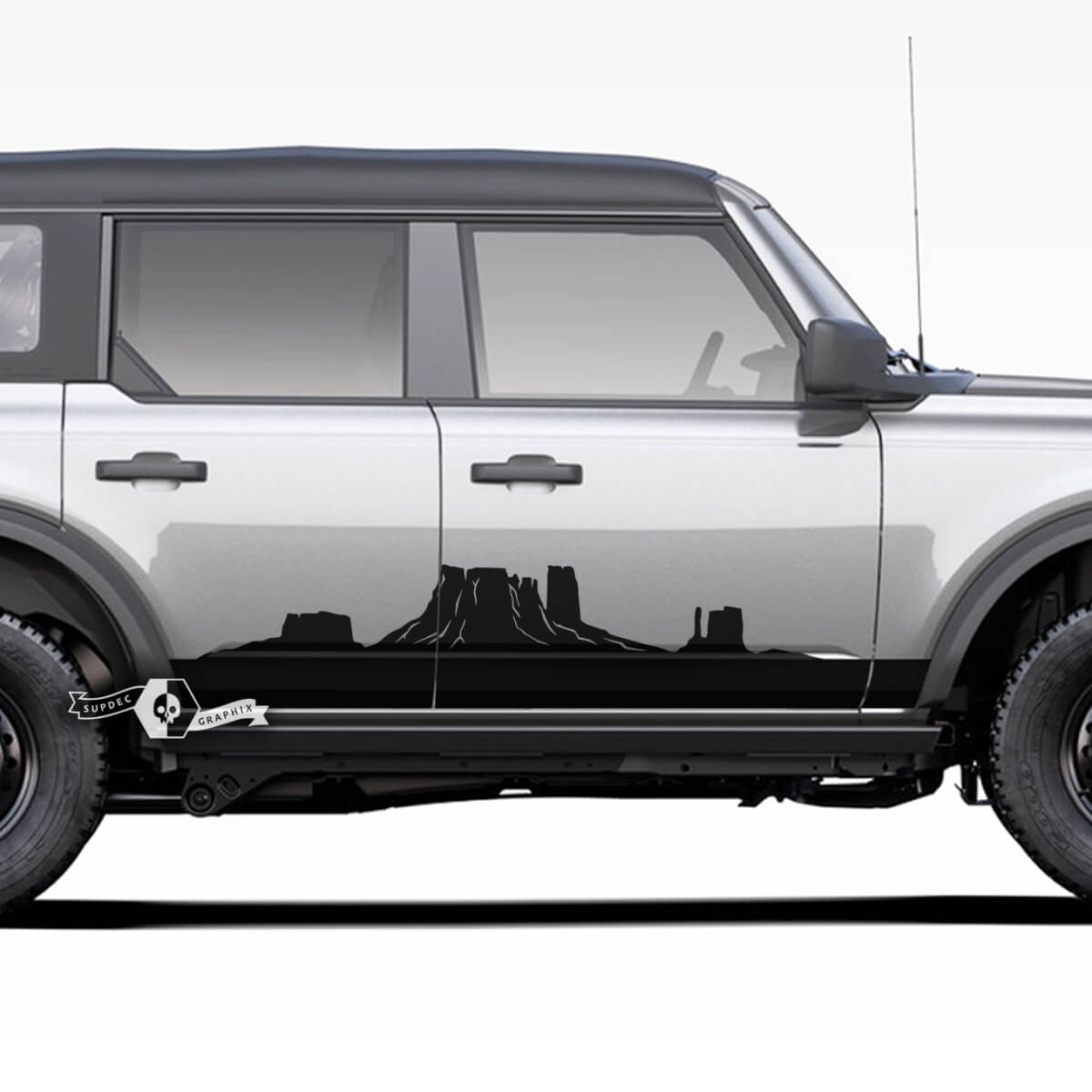 Pair of Mountains Style Rocker Panel Side Monument Valley Decals Stickers for Ford Bronco