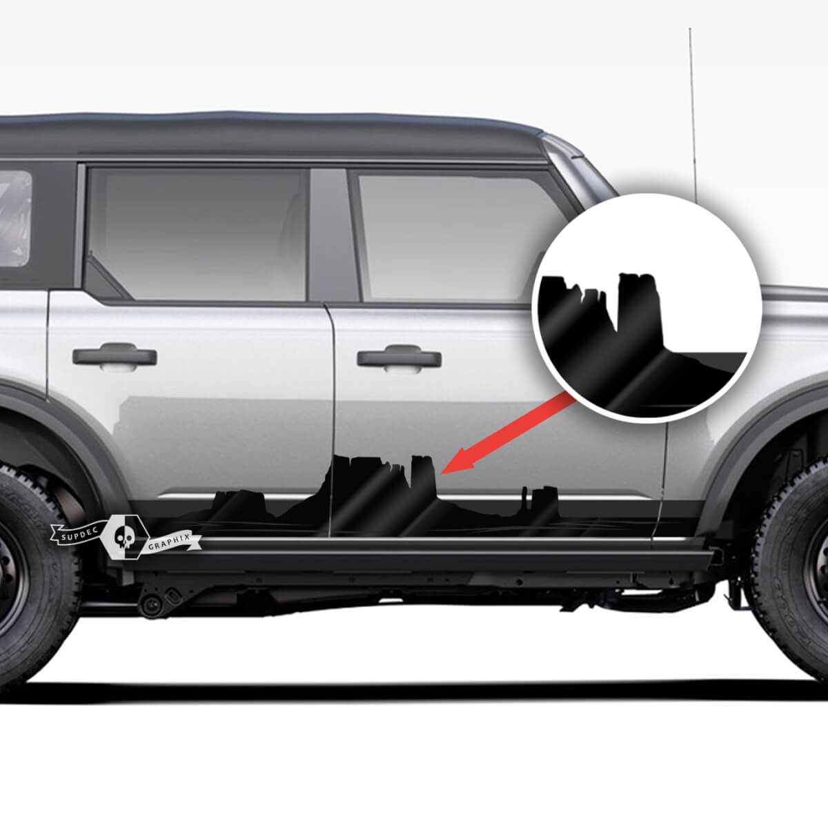 Pair of Mountains Style Rocker Panel Side Monument Valley Decals Stickers for Ford Bronco #2