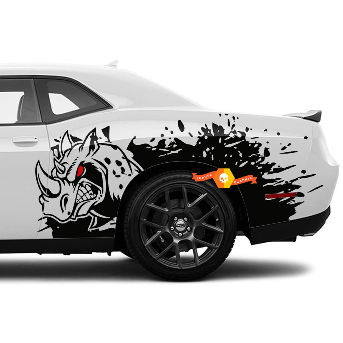 Pair Dodge Challenger SXT GT RT Rhino Side Stickers Decals Design Vinyl Graphics 2 Colors
