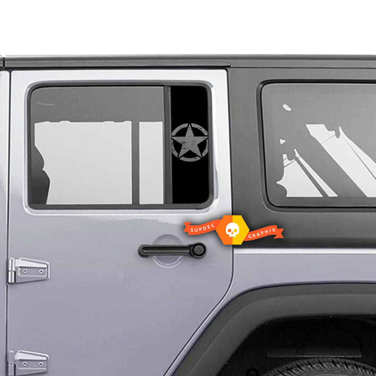 Pair Jeep Window Star Gladiator Wrangler Doors Vinyl Stickers Decal left right