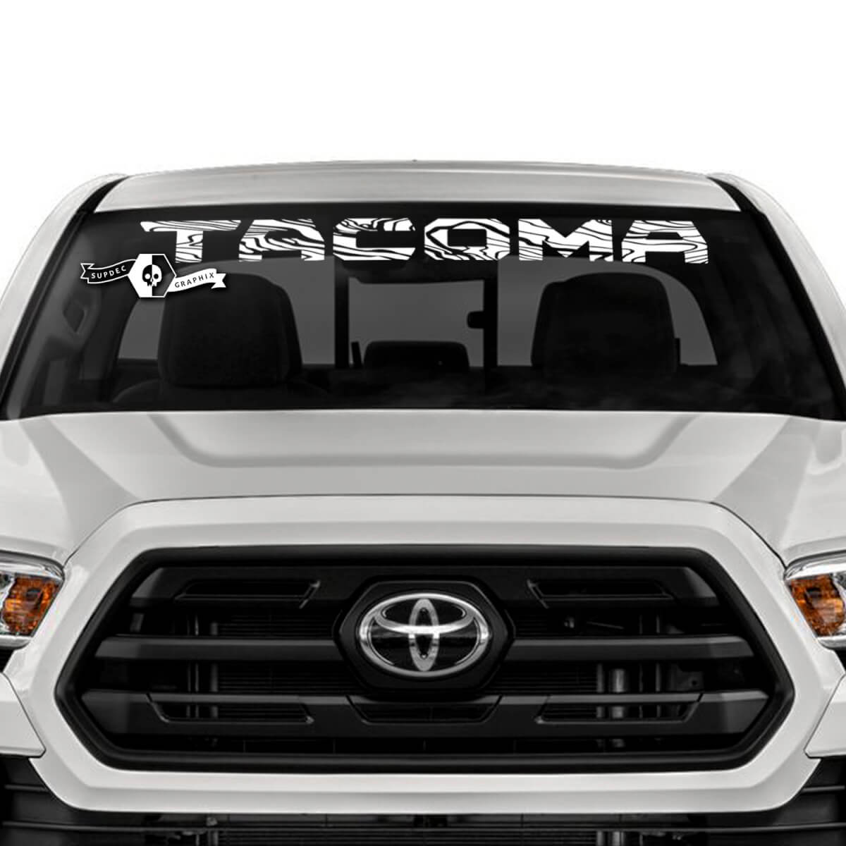Windshield Tacoma Vinyl Decal Stickers Kit for Toyota Tacoma Topographic Style