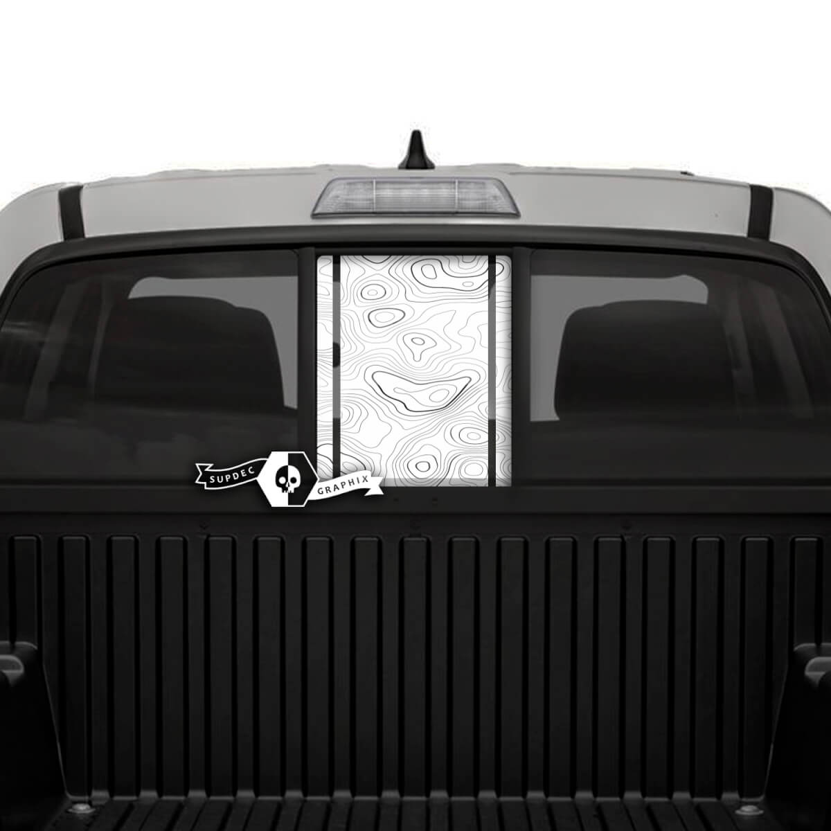 Toyota Tacoma SR5  Pick-up Truck Rear Window Tailgate Topographic Map Topo Vinyl Decals Graphic Sticker