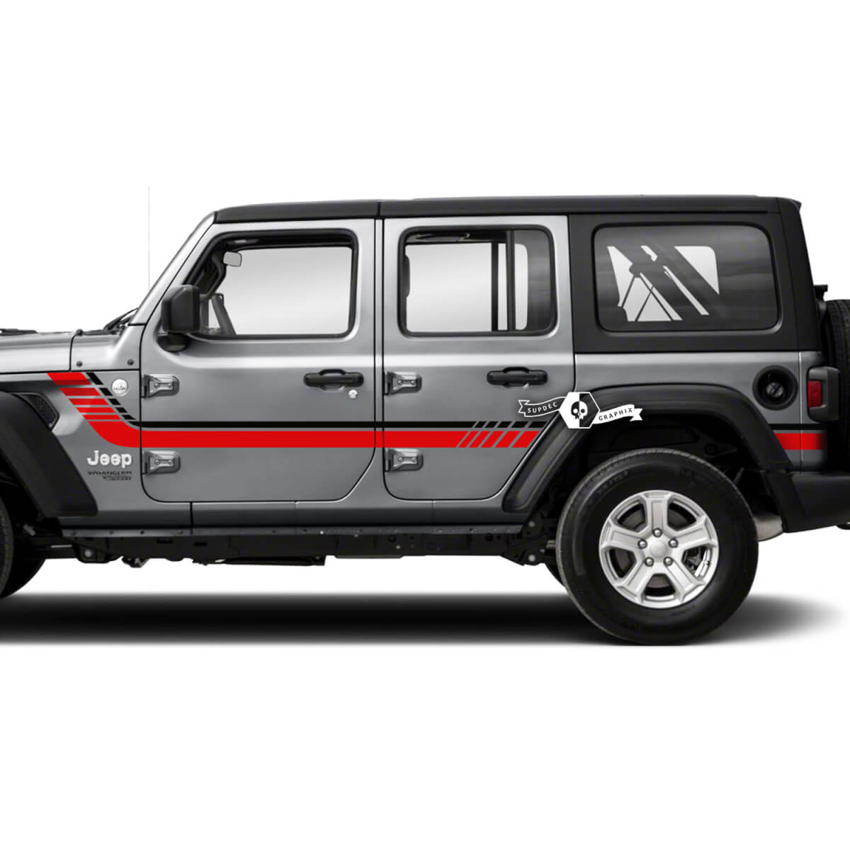 2  Jeep Wrangler Unlimited Doors Fender Side Stripe 2 Colors Vinyl Sticker Decal