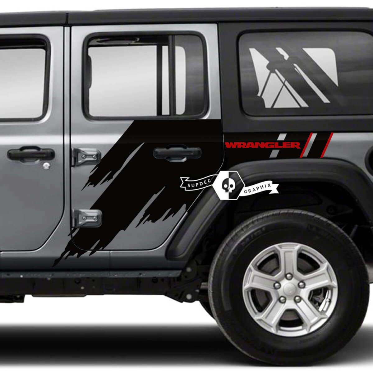 Pair Jeep Wrangler Unlimited Splash Doors Side Mud 2 Colors Graphic Sticker Decal JK 4 Door
