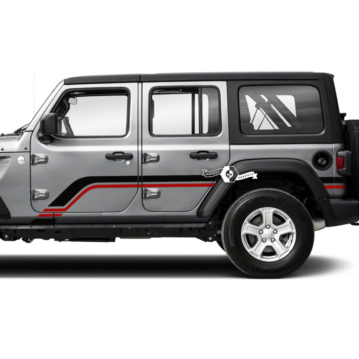 Pair Jeep Wrangler Unlimited Doors Fender Side Stripe 2 Colors Vinyl Sticker Decal