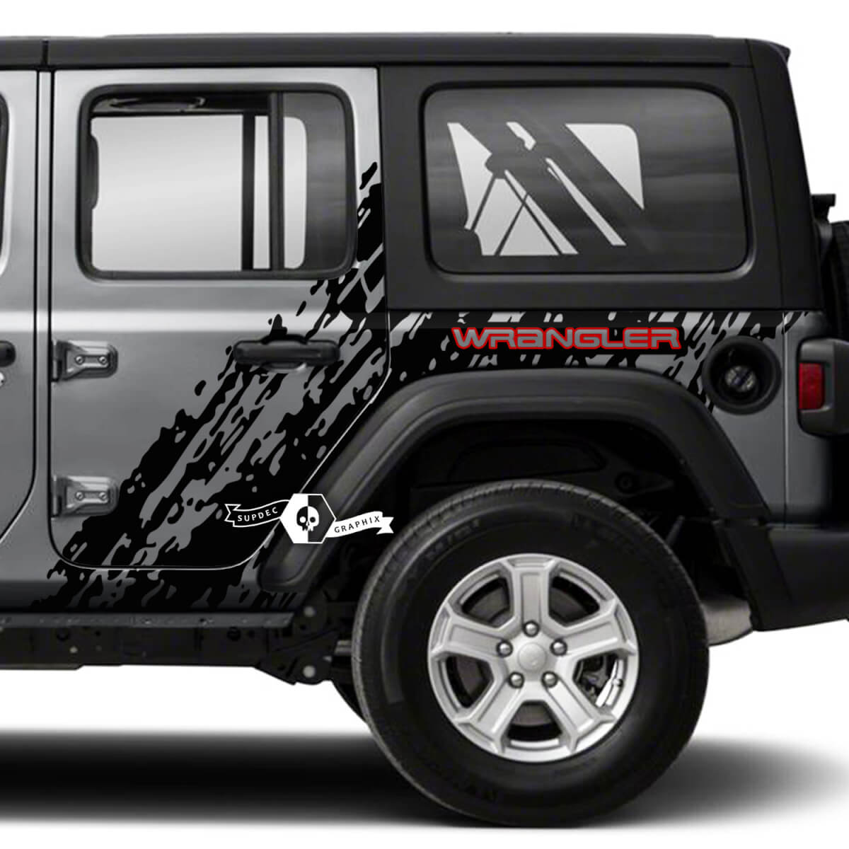 Pair Jeep Wrangler Unlimited Splash Doors Side Mud 2 Colors Logo Wrangler Graphic Sticker Decal JK 4 Door