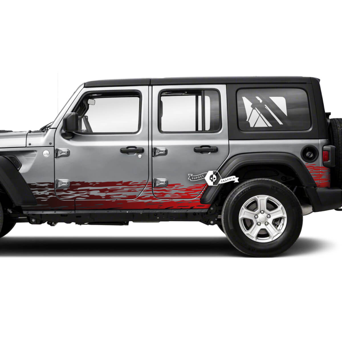 Pair Jeep Wrangler Unlimited Doors Rocker Panel Stripes Mud Splash Side Stripe Vinyl Sticker Decal 2 Colors Gradient