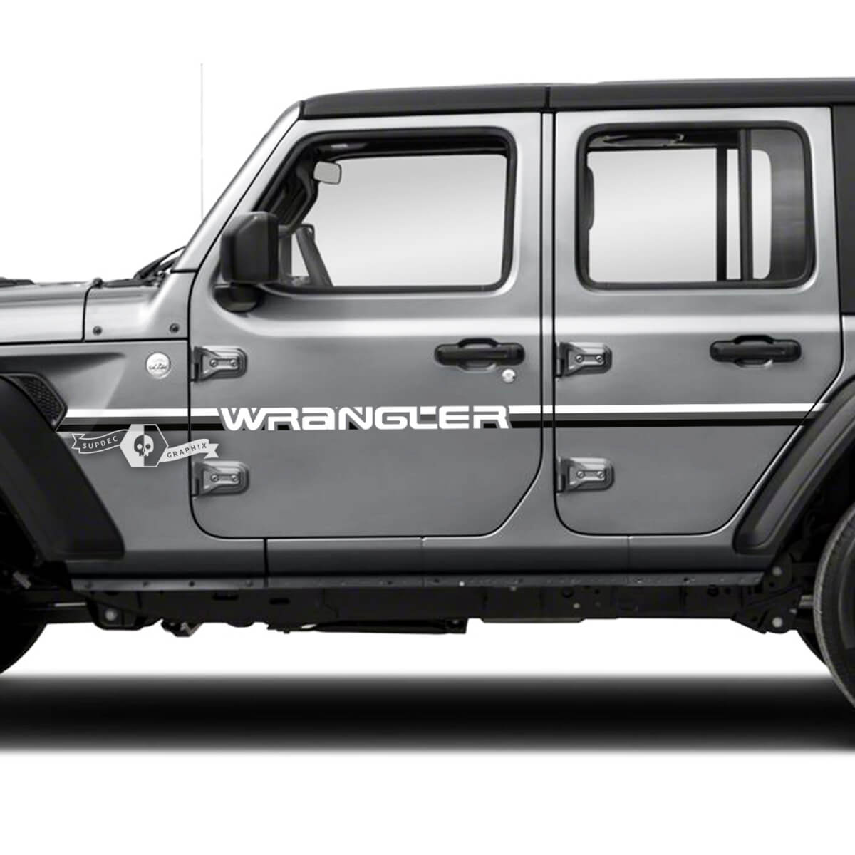 Pair Jeep Wrangler Unlimited Accent Line Doors Fender Side Stripe Logo Vinyl Sticker Decal 2 Colors