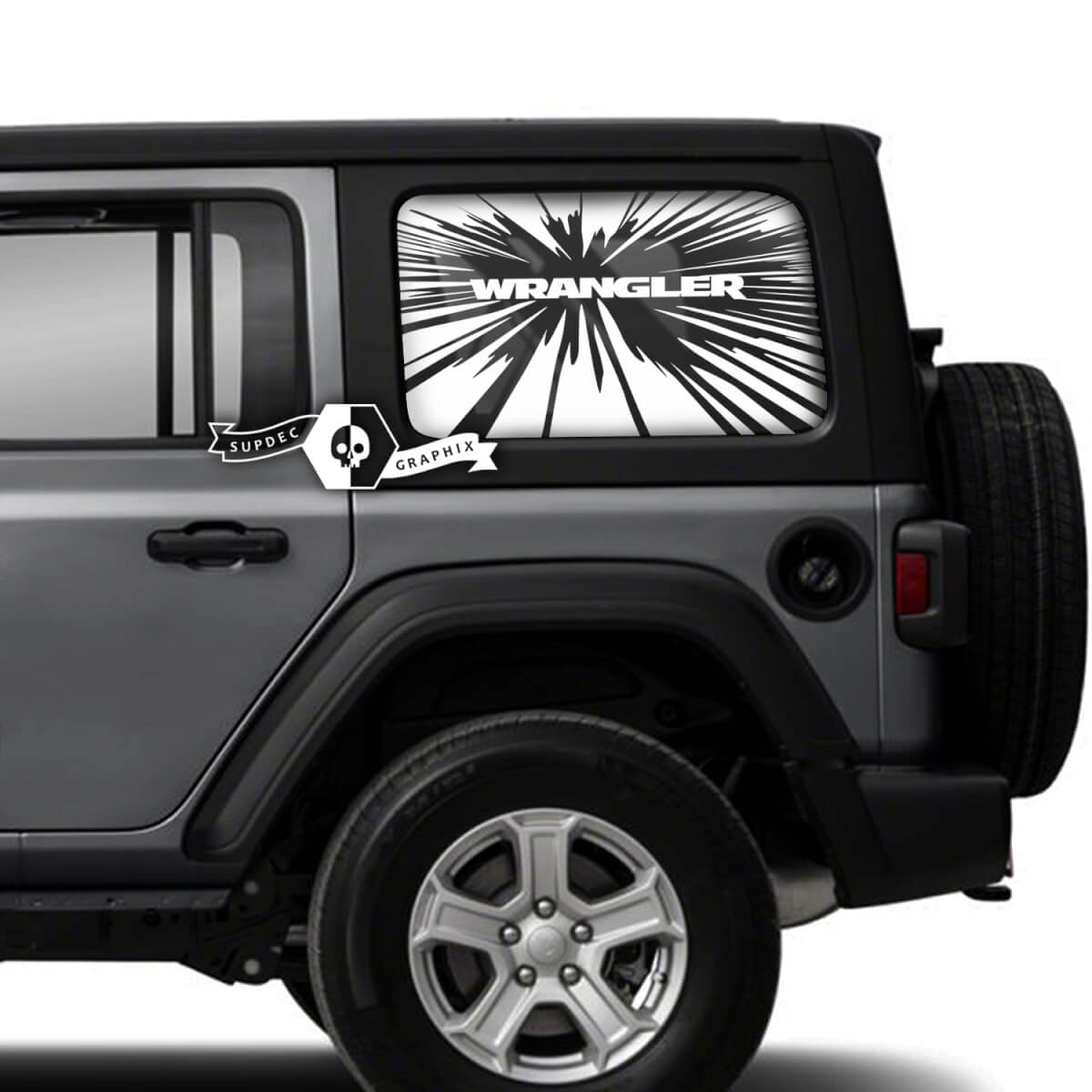 Pair Jeep Wrangler Unlimited Doors Window Side Explosion Vinyl Sticker Decal