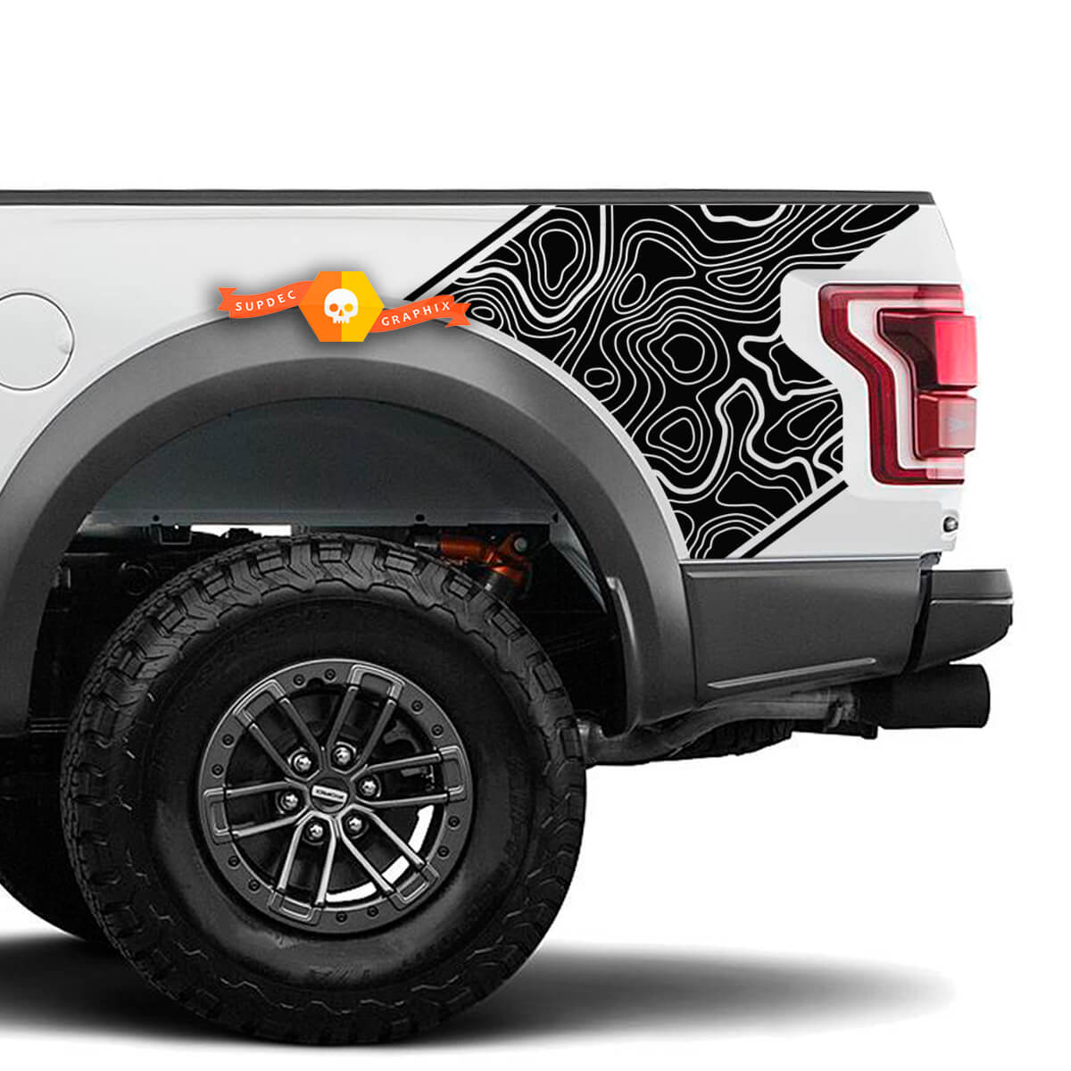 Pair Ford F150 Raptor Topographic Map Side Bed Graphics Decal Sticker
