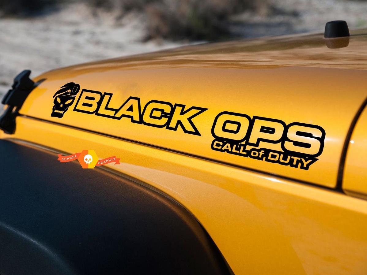 PAIR Jeep Sticker Decal BLACK OPS CALL OF DUTY WRANGLER Hood Sticker Decal rubicon sahara JK CJ TJ YJ