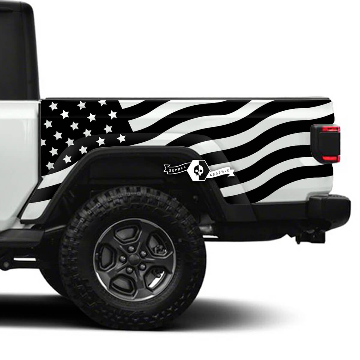 USA Flag Wrap Bed Side Vinyl Stickers Decals for Jeep Gladiator