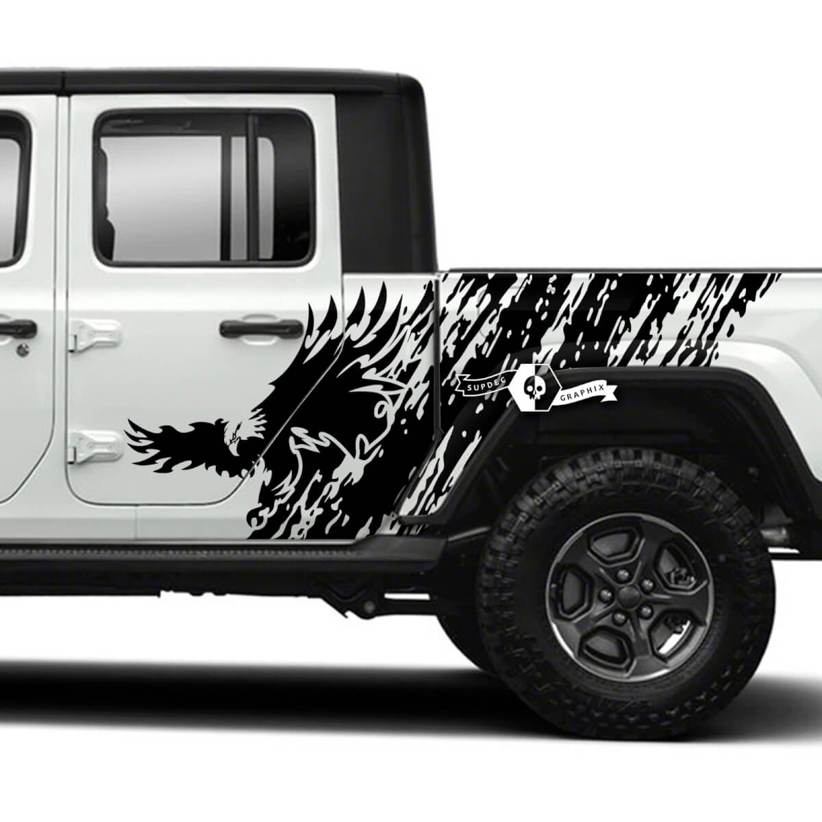 Gigantisk US Bald med Distressed Stripes Wrap Bed Side Doors Vinyl Stickers Decals for Jeep Gladiator
