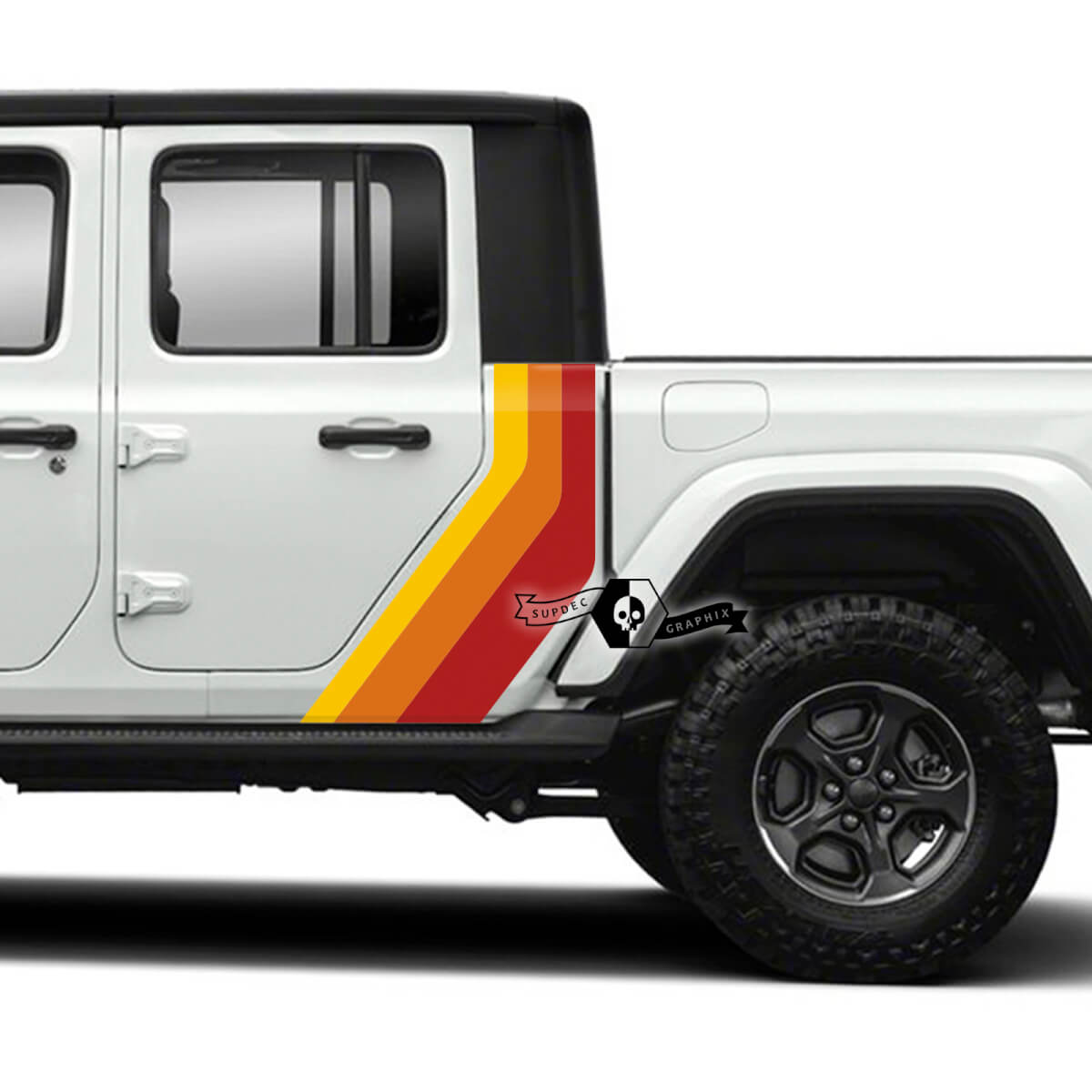 Pair Jeep Gladiator Rubicon retro vintage Doors Fender Bed Side 4x4 Off-Road racing stripe kit sport Off Road 3 Colors