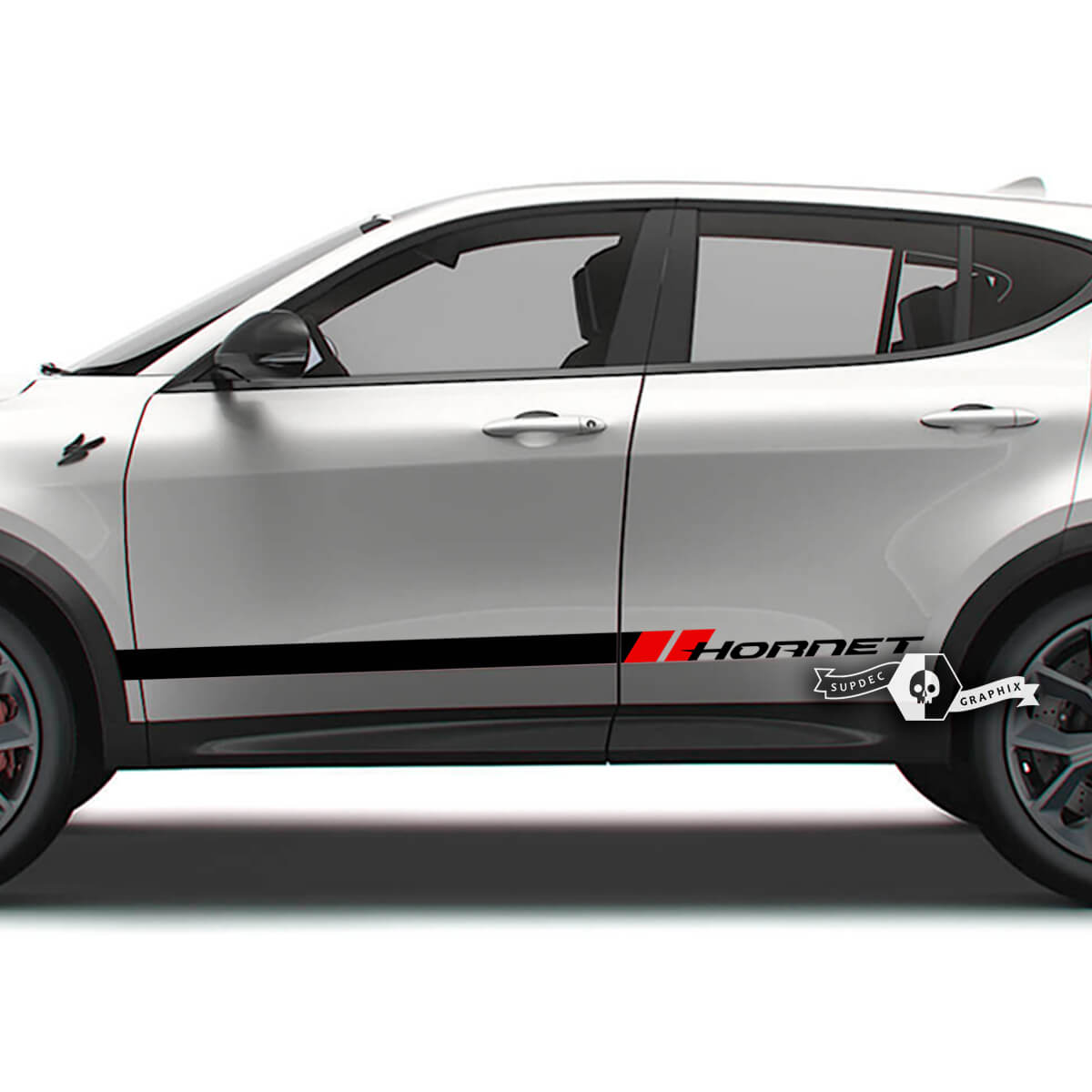 Pair Dodge Hornet Doors Side Stripes Rocker Panel Hornet Logo Vinyl Decals Stickers 2 Colors