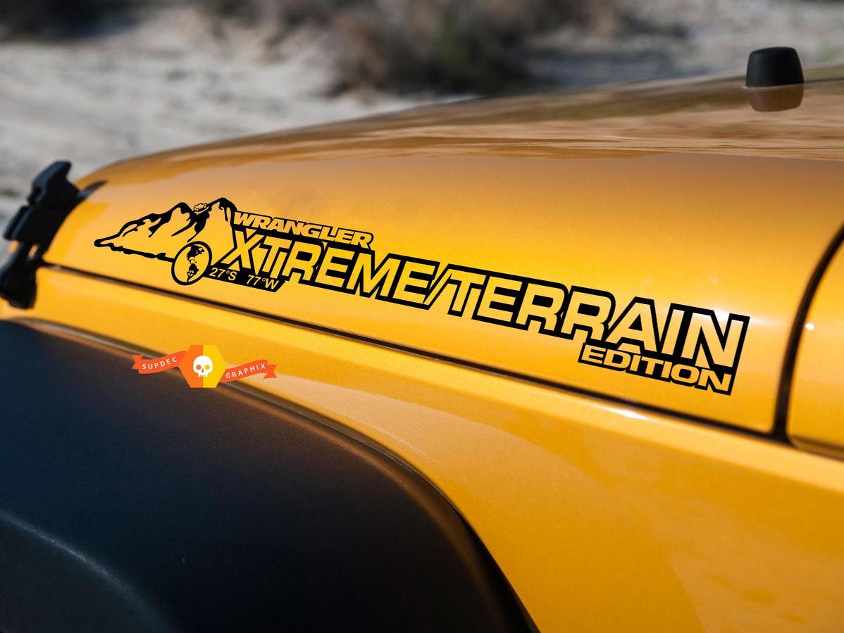 PAIR Jeep Sticker Decal XTREAM TERRAIN WRANGLER Hood Sticker Decal rubicon sahara JK CJ TJ YJ