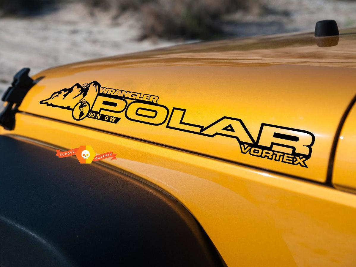 PAIR Jeep Sticker Decal POLAR VORTEX WRANGLER Hood Sticker Decal rubicon sahara JK CJ TJ YJ