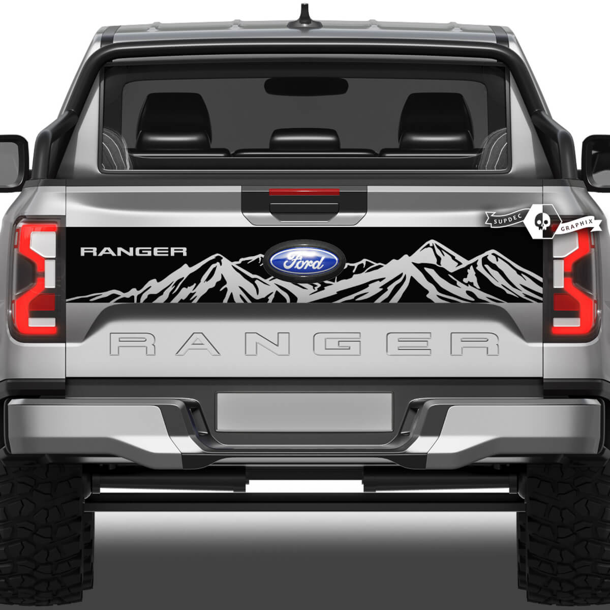 Ford Ranger Mud Splash Wrap Destroyed Mountains Tailgate Bed Side Vinyl Stickers Decals