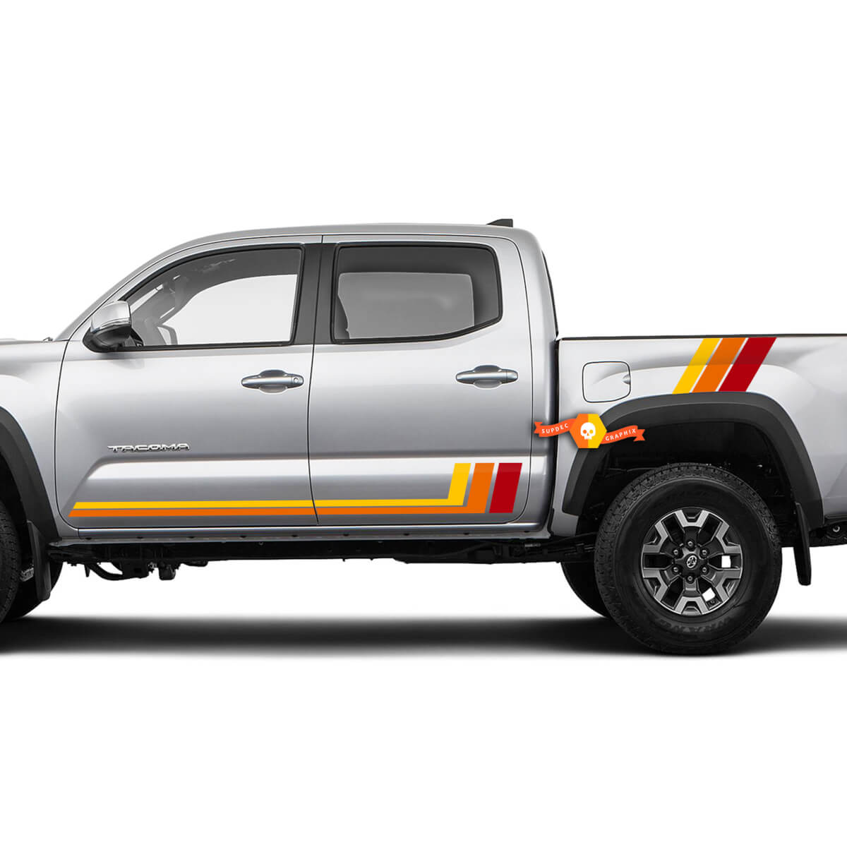 Kit of Three Colors Old School Sunset Toyota Tacoma Doors TRD Stripes Side Vinyl Decals Stickers