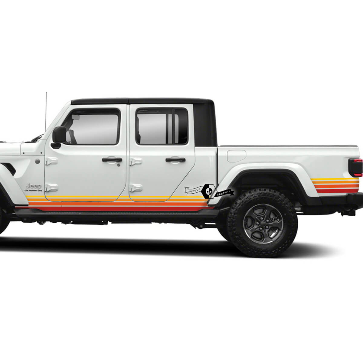 Graphic Kits - Jeep Gladiator Rubicon Retro Vintage 4x4 Rocker Panel Off-Road racing stripe kit sport Off Road