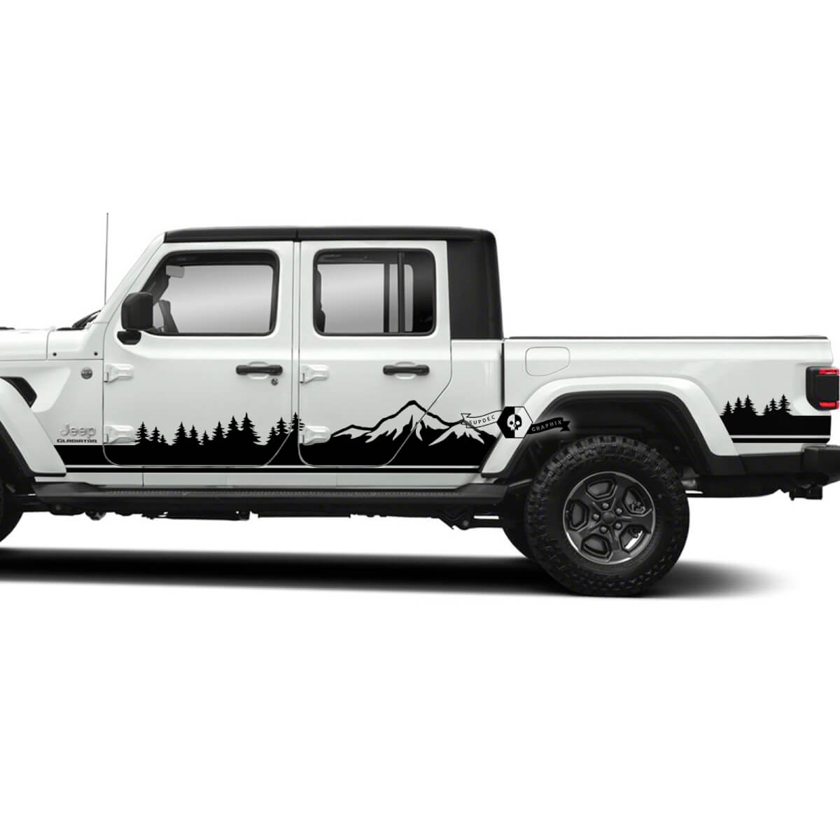 2 Jeep Gladiator  Rocker Panel Mountain Forest Side Vinyl Decals Graphics Sticker