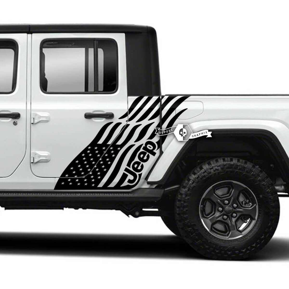 Pair of Jeep Gladiator Side USA Flag Doors Stickers Decals Vinyl Graphics Stripe