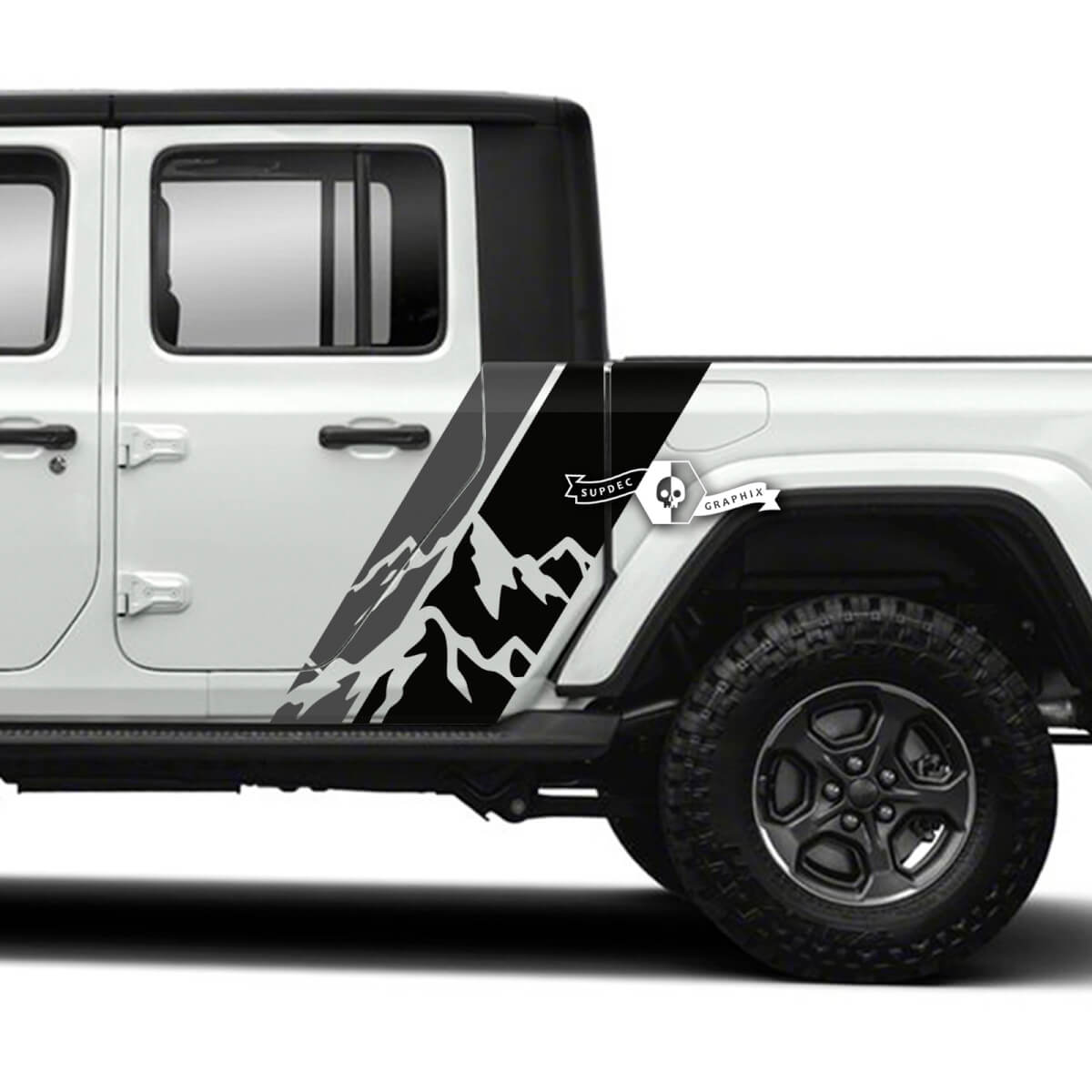 Pair of Jeep Gladiator Side Mountains  Stickers Decals Vinyl Graphics Stripe kit 2 Colors