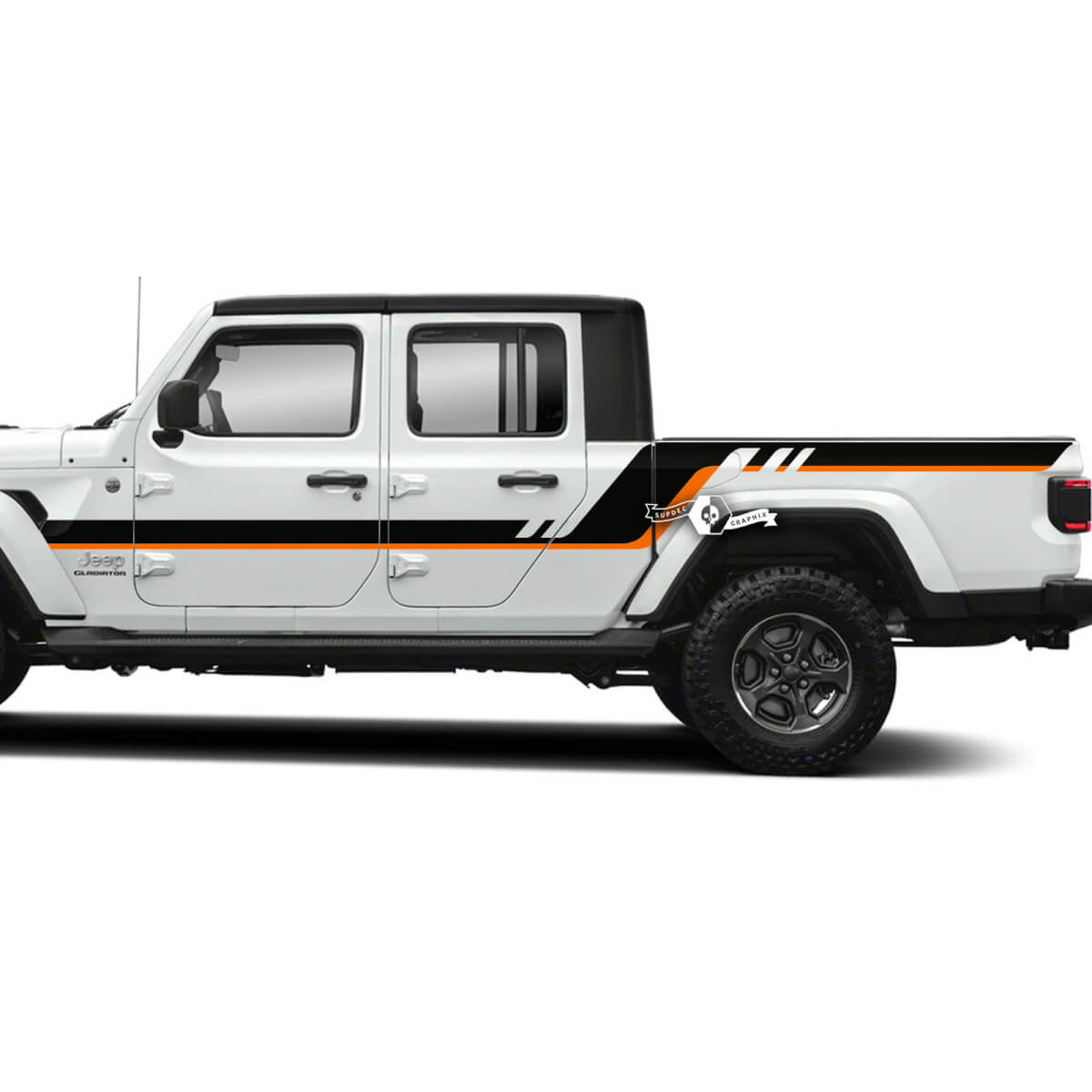 Pair Jeep Gladiator Side Doors Bed Fender Stripes Style Vinyl Decal Sticker Graphics kit 2 Colors
