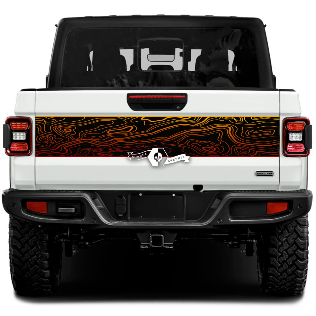 Jeep Gladiator Wrap  Stickers Decals Vinyl Graphics Topographic Map Tailgate Bed Trim Vinyl Stickers Decals Gradient 2 Colors