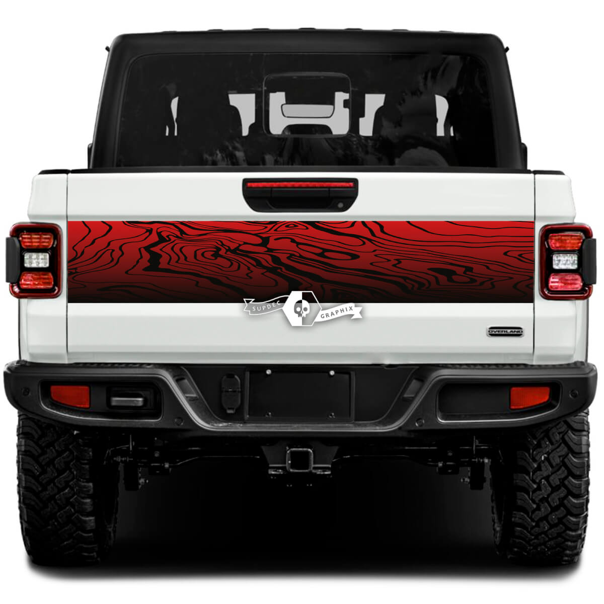Jeep Gladiator Wrap Stickers Decals Vinyl Graphics Topographic Map Tailgate Bed Vinyl Stickers Decals Gradient 2 Colors