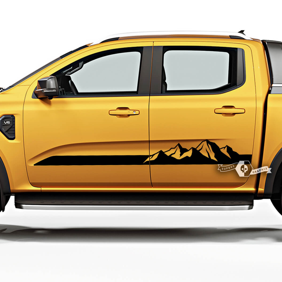 2x Ford Ranger Doors Mountains Racing Stripes Rocker Panel Truck Stripes Graphics Vinyl Stickers Decals 