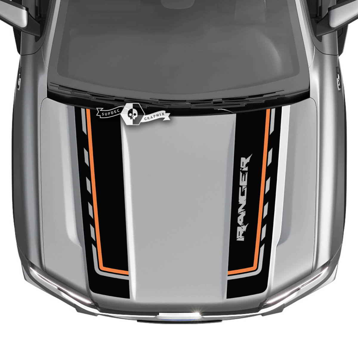 Ford Ranger Hood Logo ລູກບານລົດລາວ Stripes Splitted Graphics Stickers Decals  2 ໂລກ
