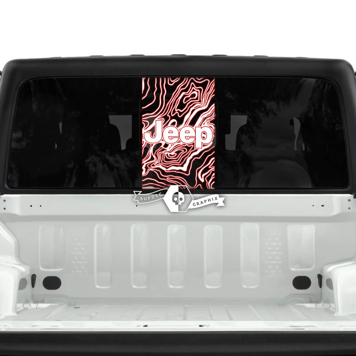 Jeep Gladiator Rear Window USA Topographic Map Stickers Decals Vinyl Graphics Stripe 2 Colors