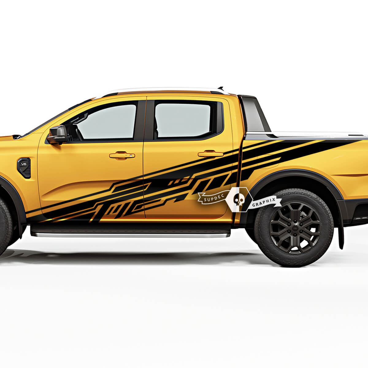 Pair Ford Ranger Raptor Line Modern Geometry Logo Doors Bed Side Vinyl Stickers Decals
