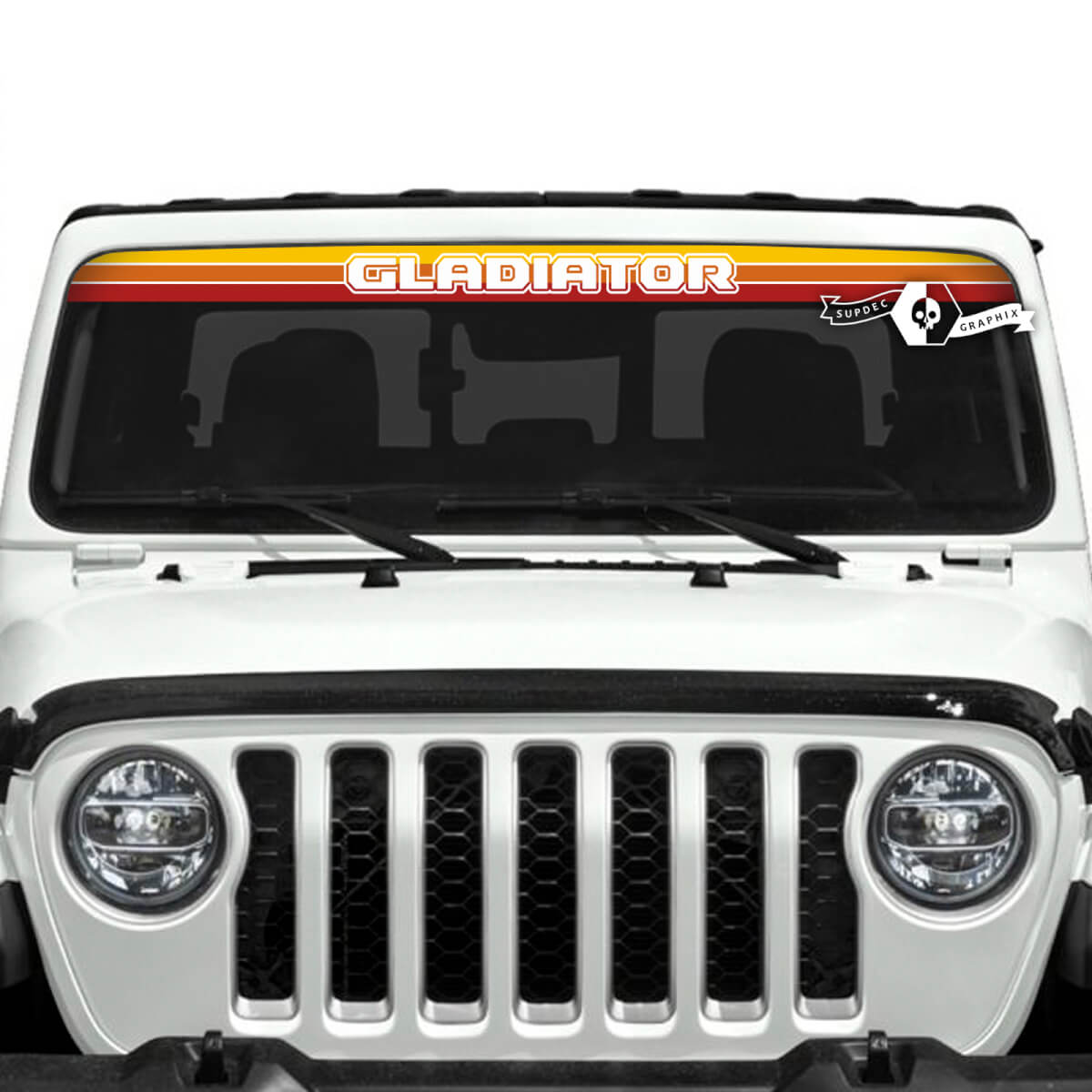 Jeep Gladiator Windshield Logo SunSet Retro Vintage Classic Colors Stickers Decals Vinyl Graphics Gradient