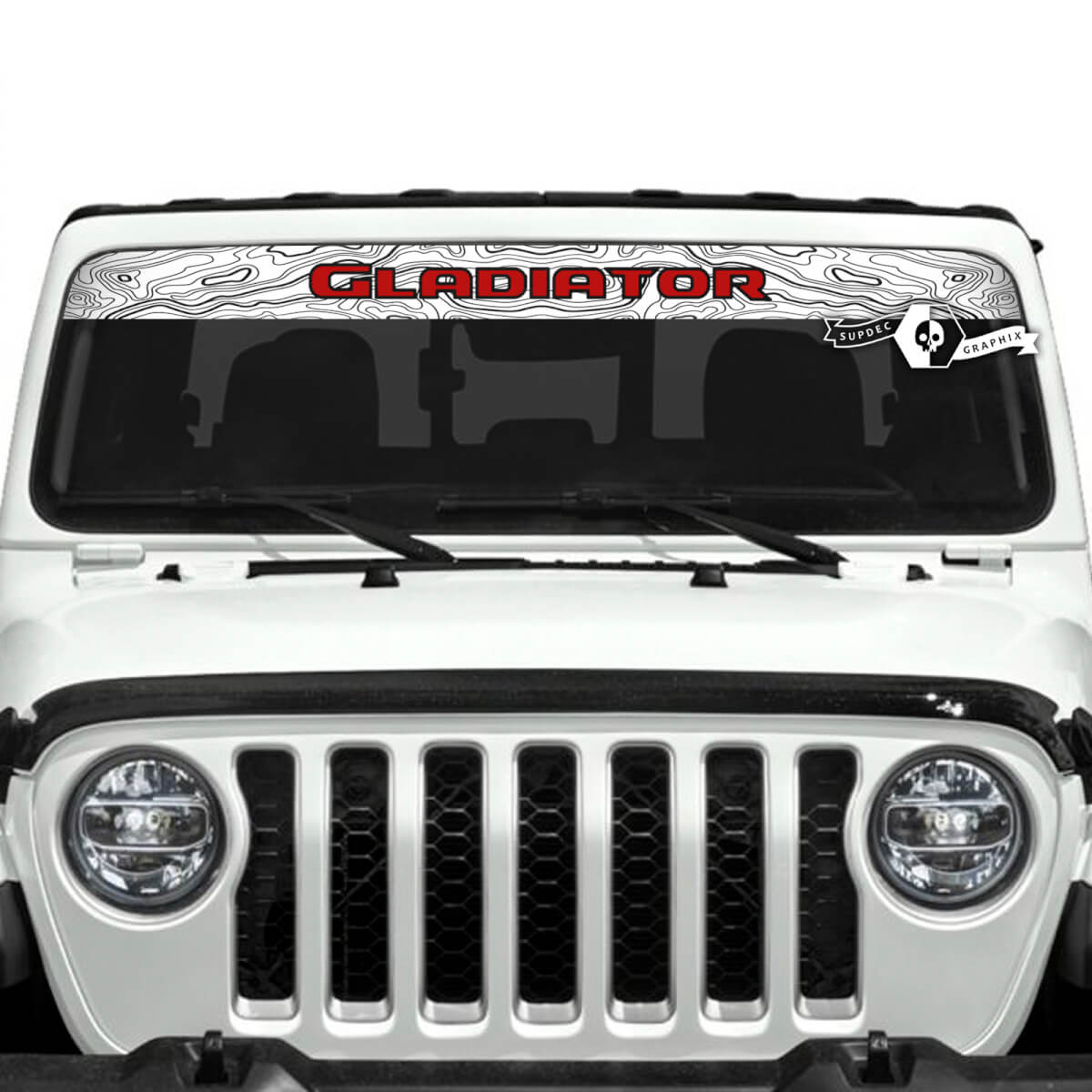 Jeep Gladiator Windshield Logo Topographic Map Stickers Decals Vinyl Graphics 2 Colors