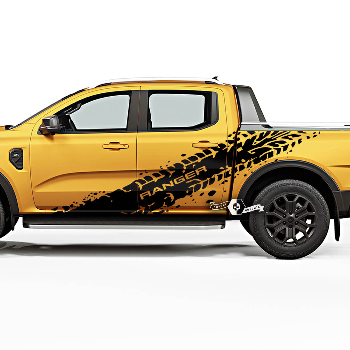 Duet Ford Ranger Raptor Line Modern Ban Jejak Musnah Pintu Sisi Tempat Tidur Stiker Vinyl Stiker
