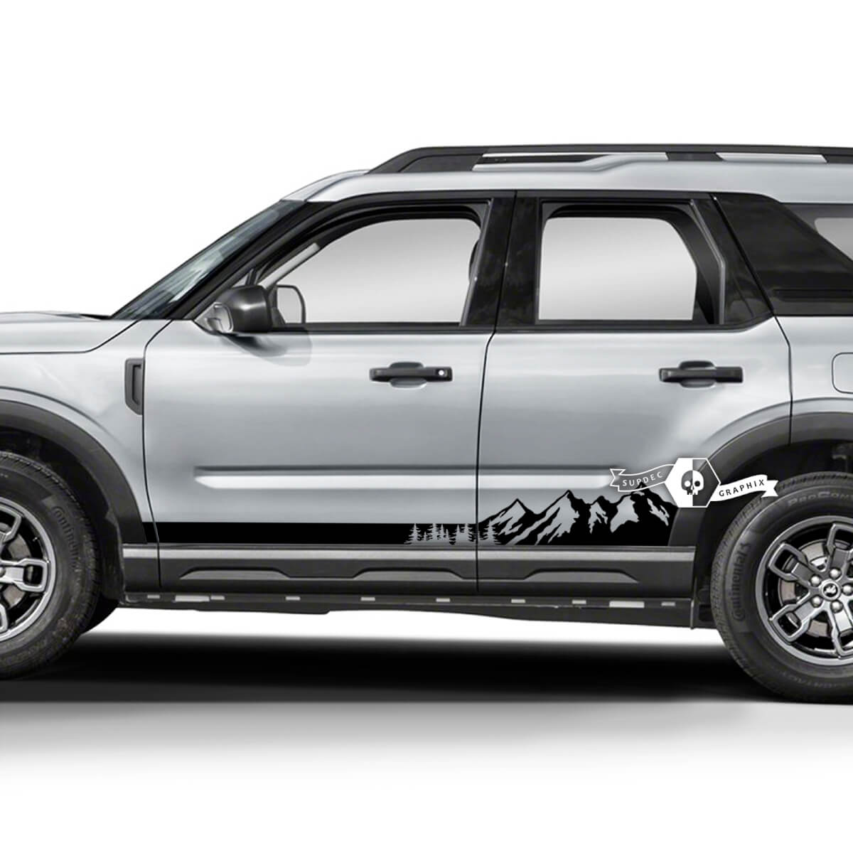 2x Ford Bronco Mountains Forest Rocker Panel Side logo Line  Decals Stickers