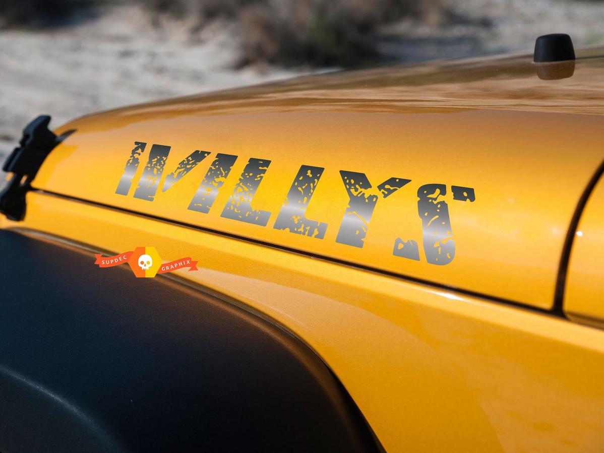 Jeep WILLYS Distressed Wrangler Unlimited CJ TJ YK JK JL XJ All Colors Sticker Decal