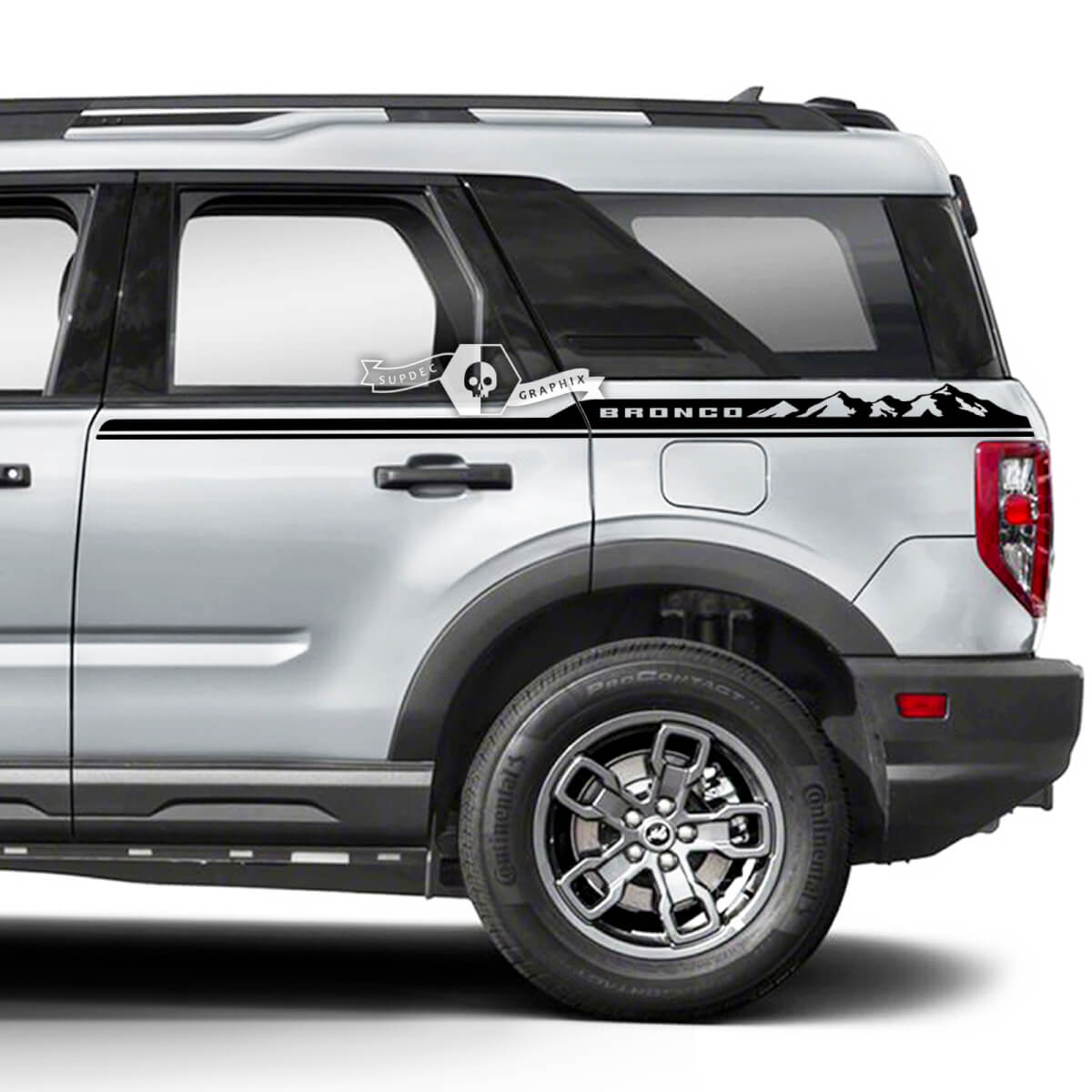 2x Ford Bronco Door Up Side Fender Mountains Logo Decals Stickers