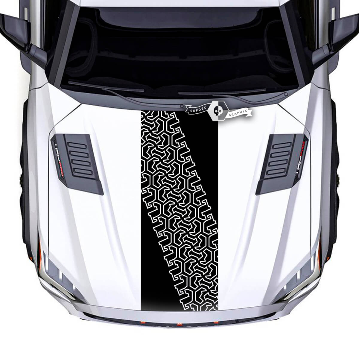 Toyota Sequoia Hood Tire Track Vinyl Stickers Decal fit to Toyota Sequoia 