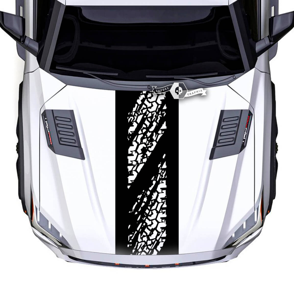 Toyota Sequoia Hood Tire Track Off Road Mud Wrap Destroyed Vinyl Stickers Decal fit Toyota Sequoia 